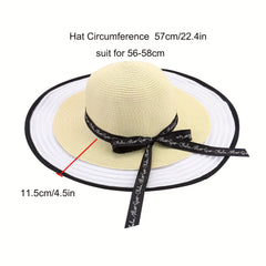 Foldable Sun Protection Hat with Mesh Edge Ribbon