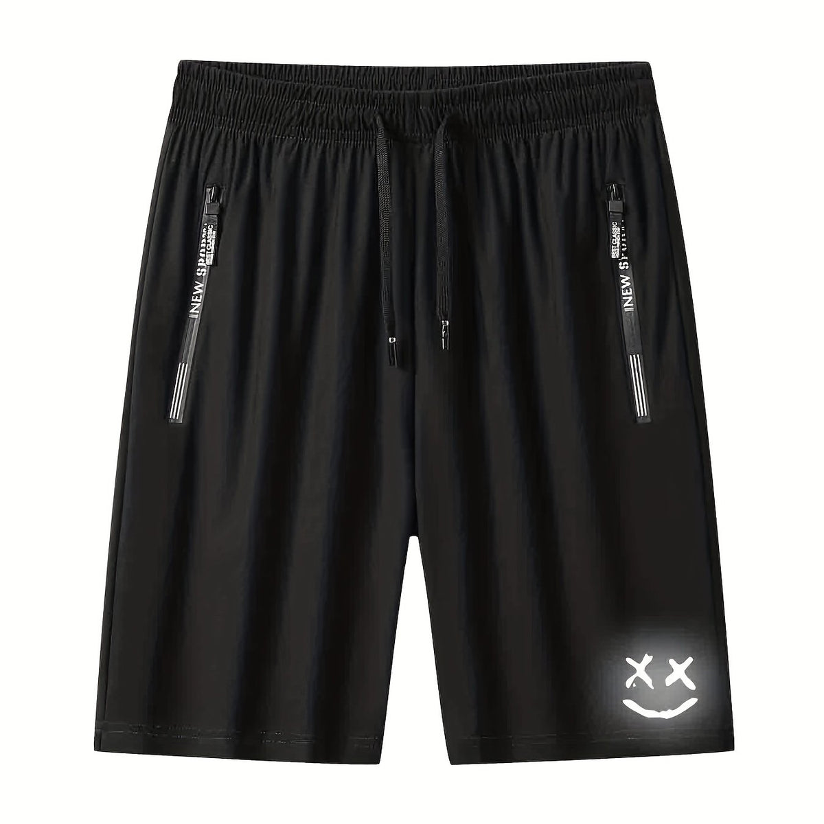 Men's Face Luminous Graffiti Shorts with Zip Pocket
