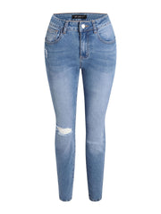 Women's Plus Washed Ripped Button Fly Skinny Jeans