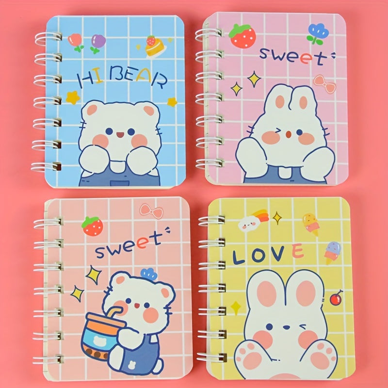 4pcs A7 Side Flip Coil Book Notepad Office Stationery Mini Journal