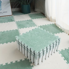12pcs Soft Interlocking Foam Mats Fluffy Carpet Tiles Plush Flooring