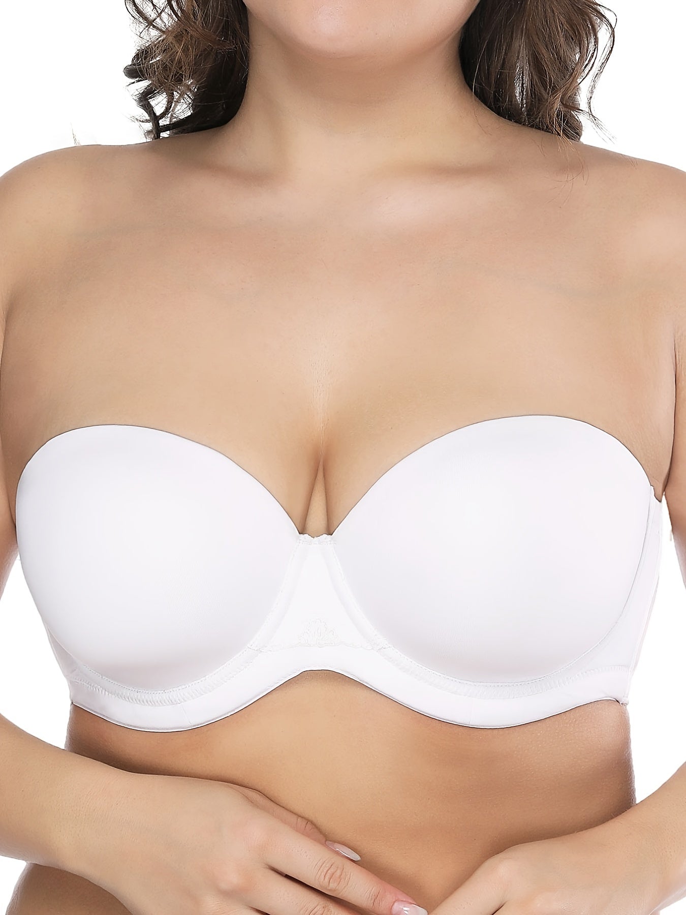  Solid Strapless Back Closure Push Up Bra