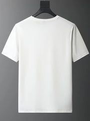 Men's Smile Print T shirt Active Comfy Slightly Stretch Crew Neck Tee