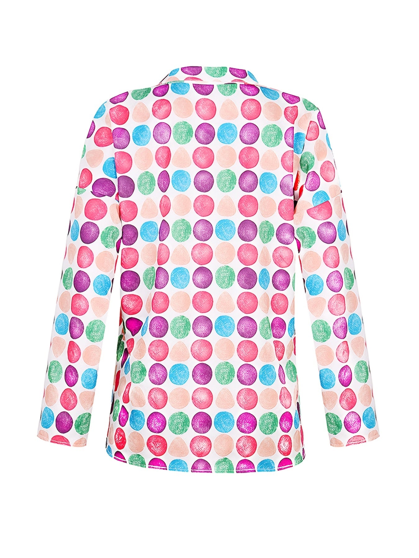  Colorful Dot Print Long Sleeve Button Up Shirt