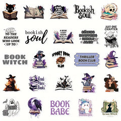 50pcs Book Lover's Stickers Pack Gothic Literary Decor Self Adhesive Pastel