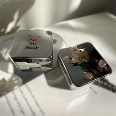 Cartoon Bear Lens Cases Travel Lens Box With Mirror Tweezers Remover Tool