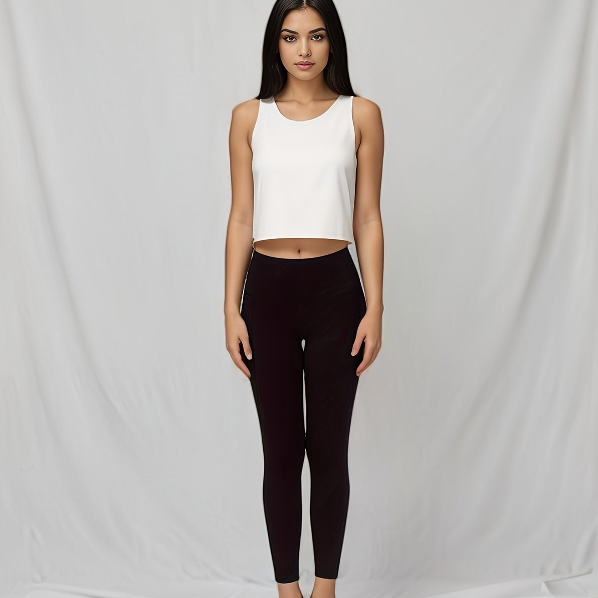 HEDUO Plus Size Yoga Leggings High Waist Sports Tights Pocket