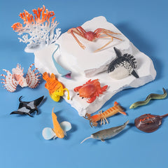 12pcs Mini Plastic Ocean Animals Set Educational Bath Toys