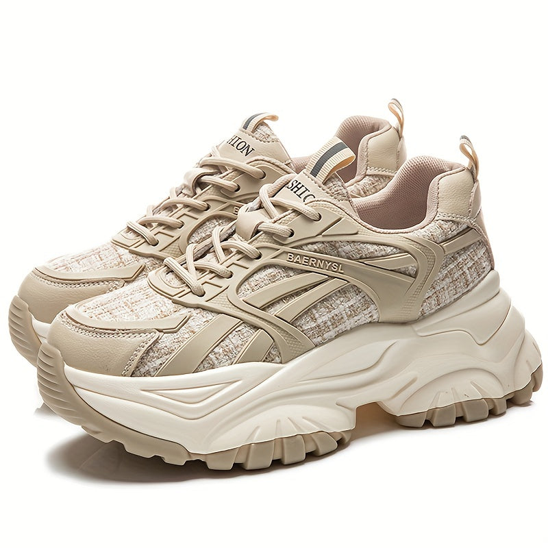 Women's Non-slip Chunky Sneakers Lace Up Sport Shoes