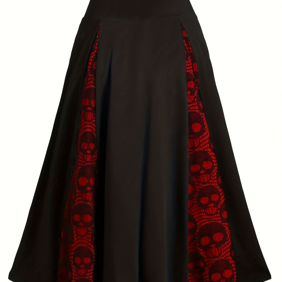  Gothic Skull Print High Rise A-line Skirt