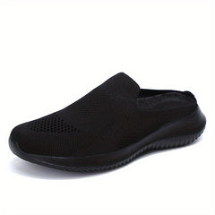 Women's Knit Mule Sneakers Slip On Comfortable Shoes Solid Color
