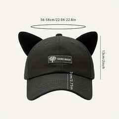Cat Ears Baseball Cap with Sunglasses - Women's Streetwear Hat