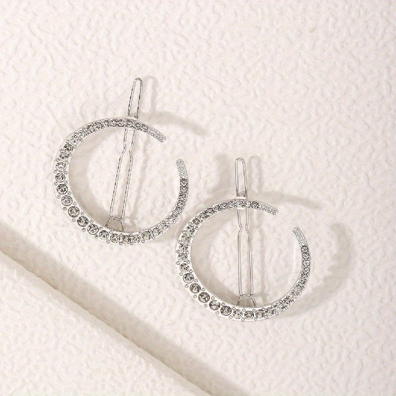 6 PCS Rhinestone Crescent Hair Clips for Women Girls, Hair Accessories