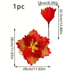 32 51 Cm Artificial Christmas Red Flower for Tree Gift Box Decor