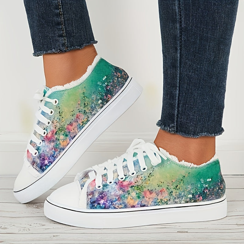 Women's Colorful Sequin Flat Shoes Lightweight Comfortable Lace Up Sports Shoes