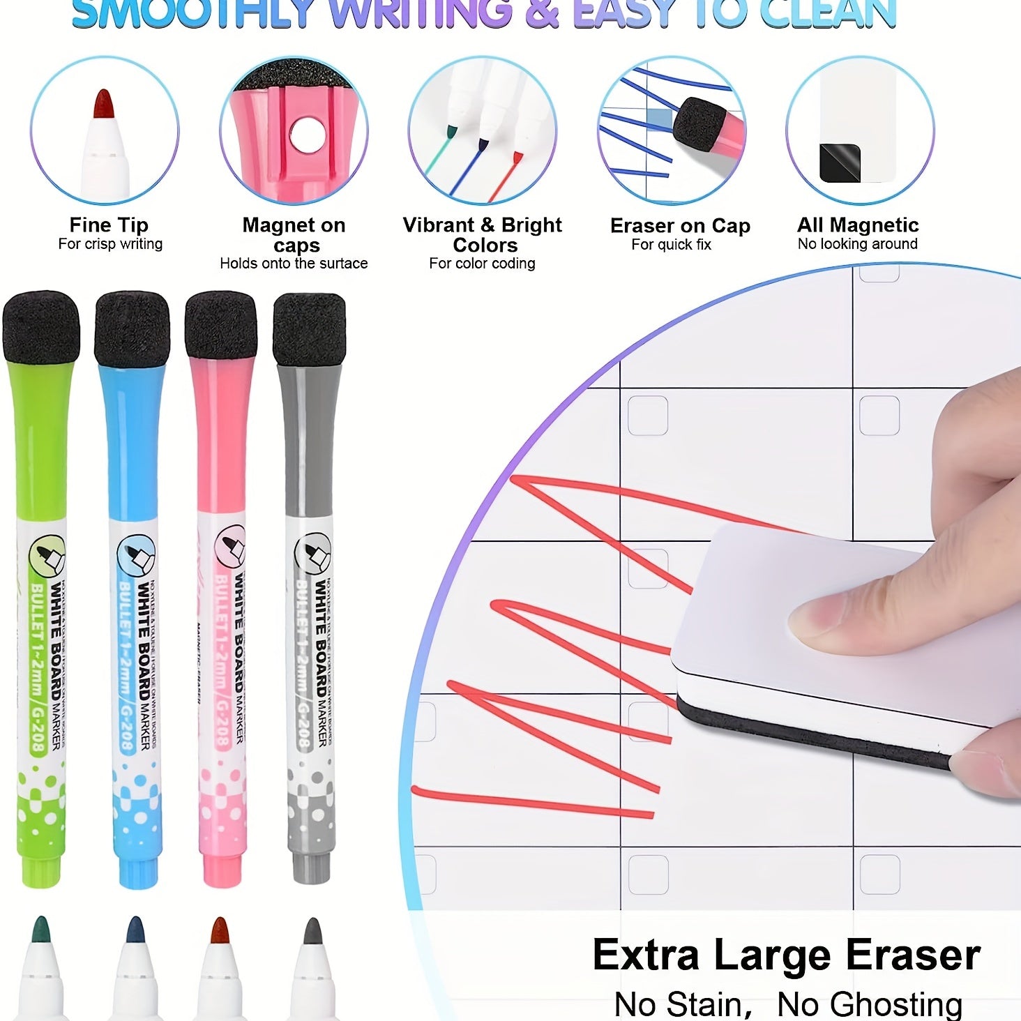 Magnetic Dry Erase Calendar for Fridge and Chore Chart 2 WhiteBoards 43 18x30