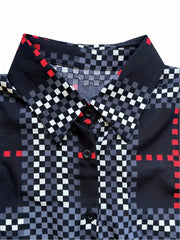  Geometric Print Long Sleeve Button Up Shirt