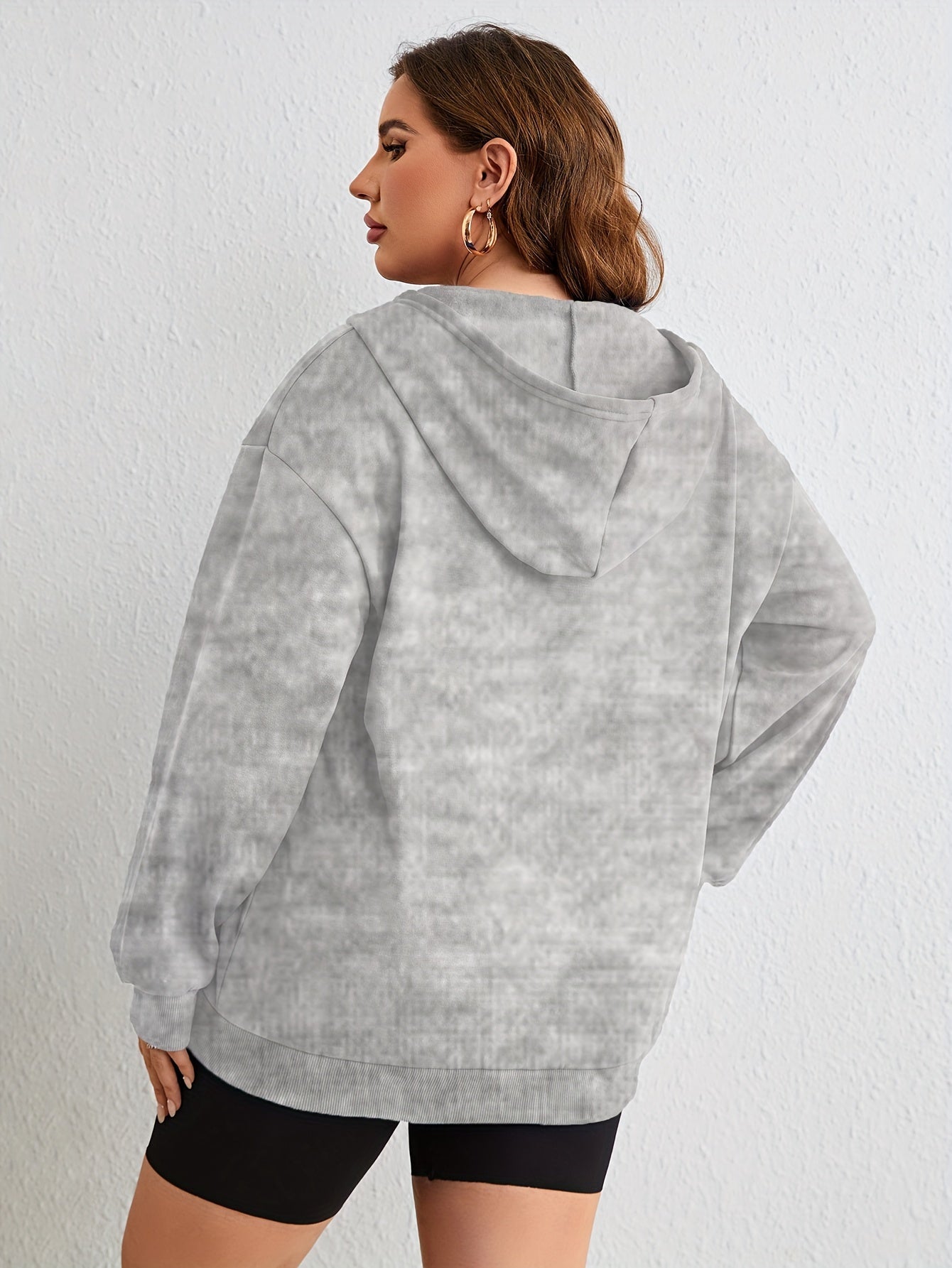  Long Sleeve Zip Hooded Coat with Pockets