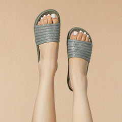 Women's Sparkling Slippers Open Toe Casual Slides