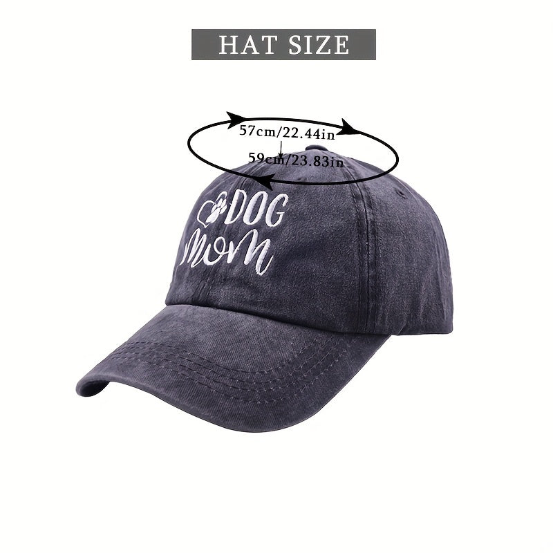 Cat Dog Mom Baseball Cap Vintage Embroidered Washed Distressed Dad Hat