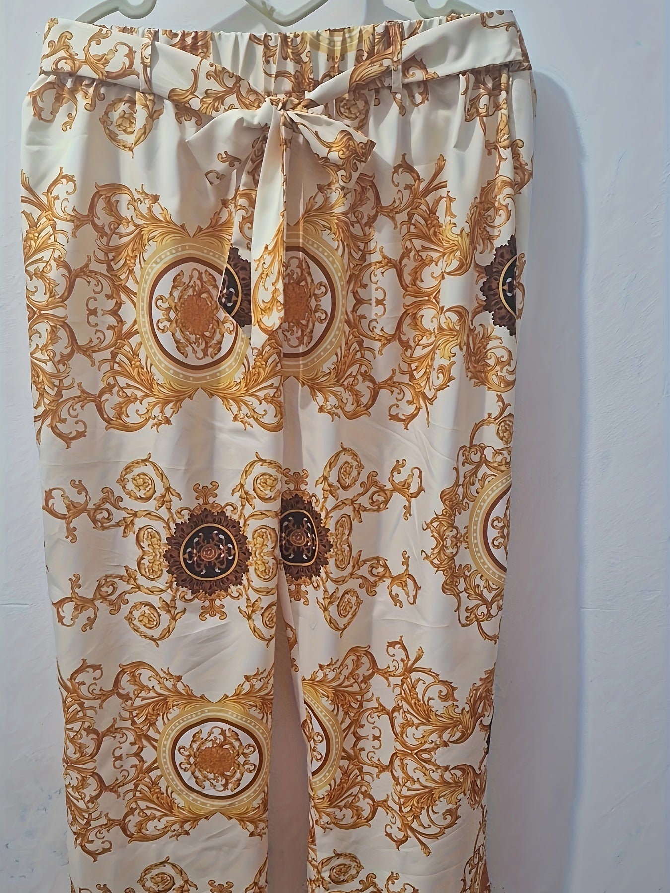  Baroque Print Pants With Belt