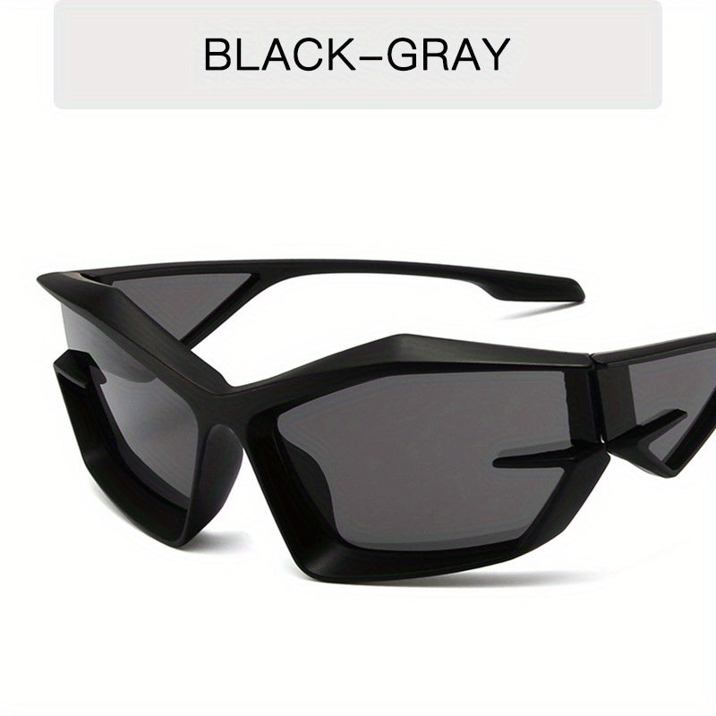 Y2K Wrap Around Sunglasses Cyberpunk Futuristic Mirror Lens UV400