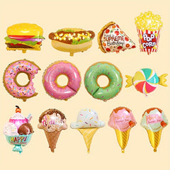 Pizza Hot Dog Popcorn Donut Burger Balloon Decoration