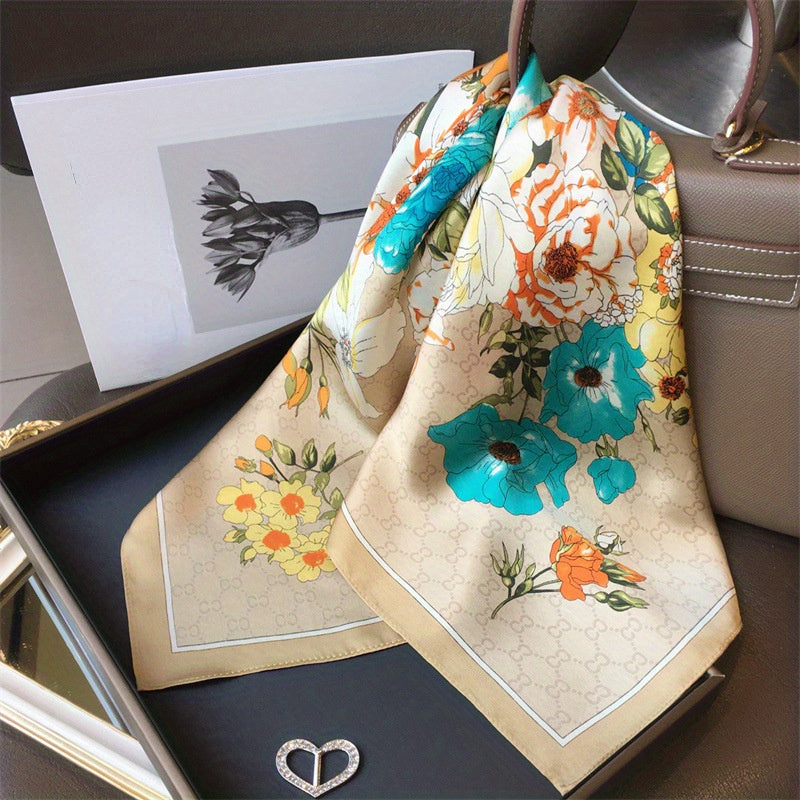 Printed Silk Satin Scarf for Traveling