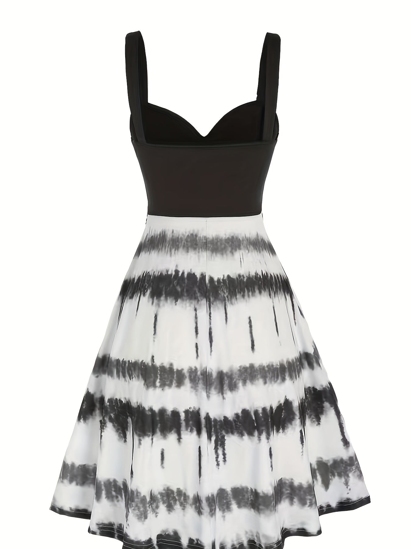  Colorblock Tie Dye V Neck A line Cami Dress
