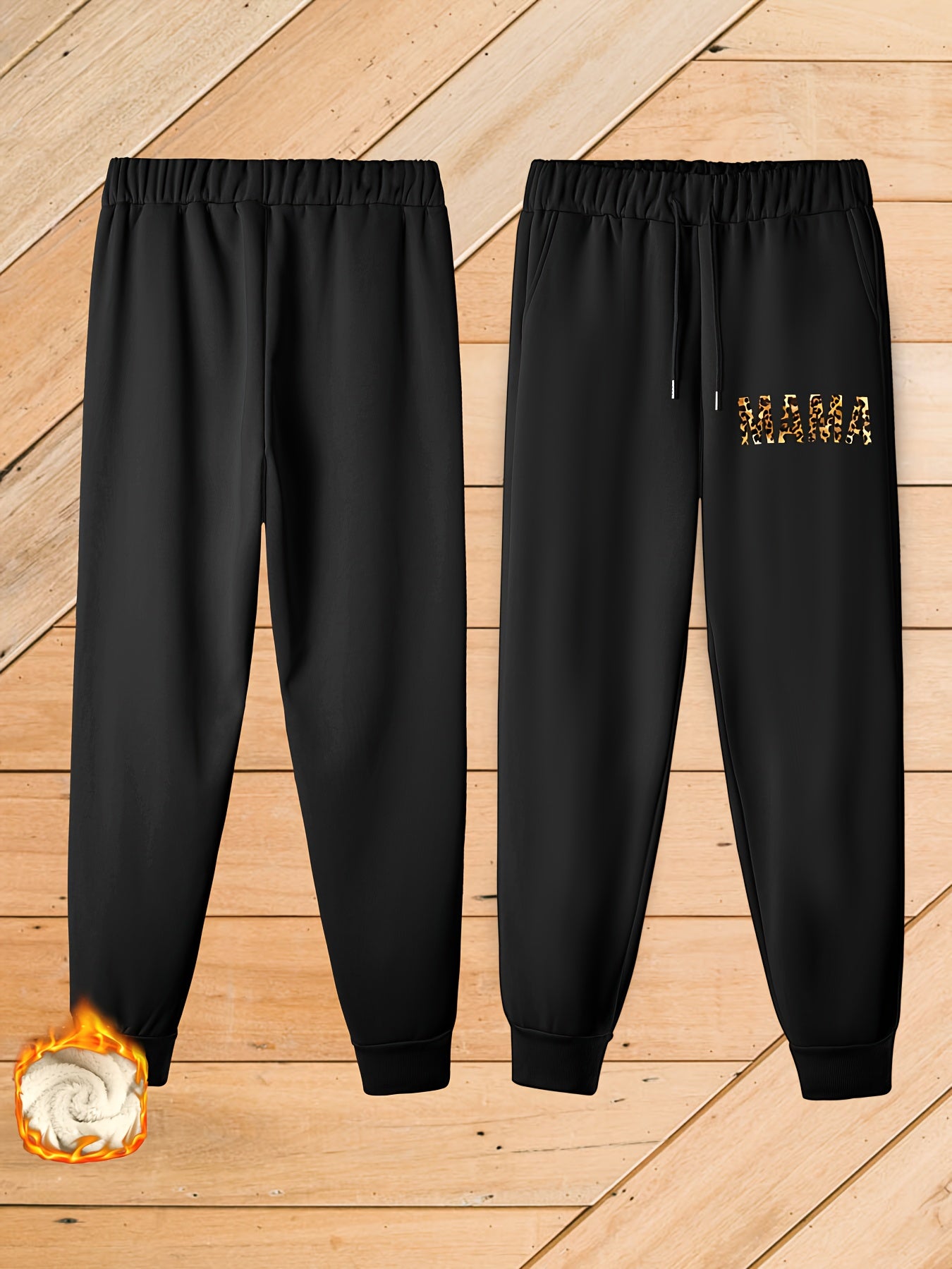 Women's Plus Letter Print Fleece Lined Harem Trousers