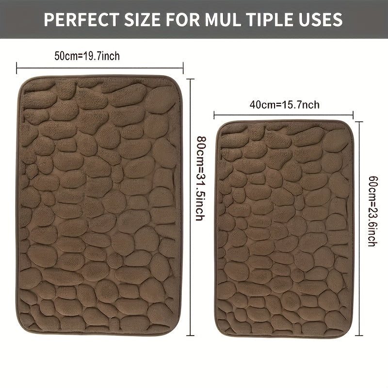 Soft Non Slip Cobblestone Embossed Bath Mat