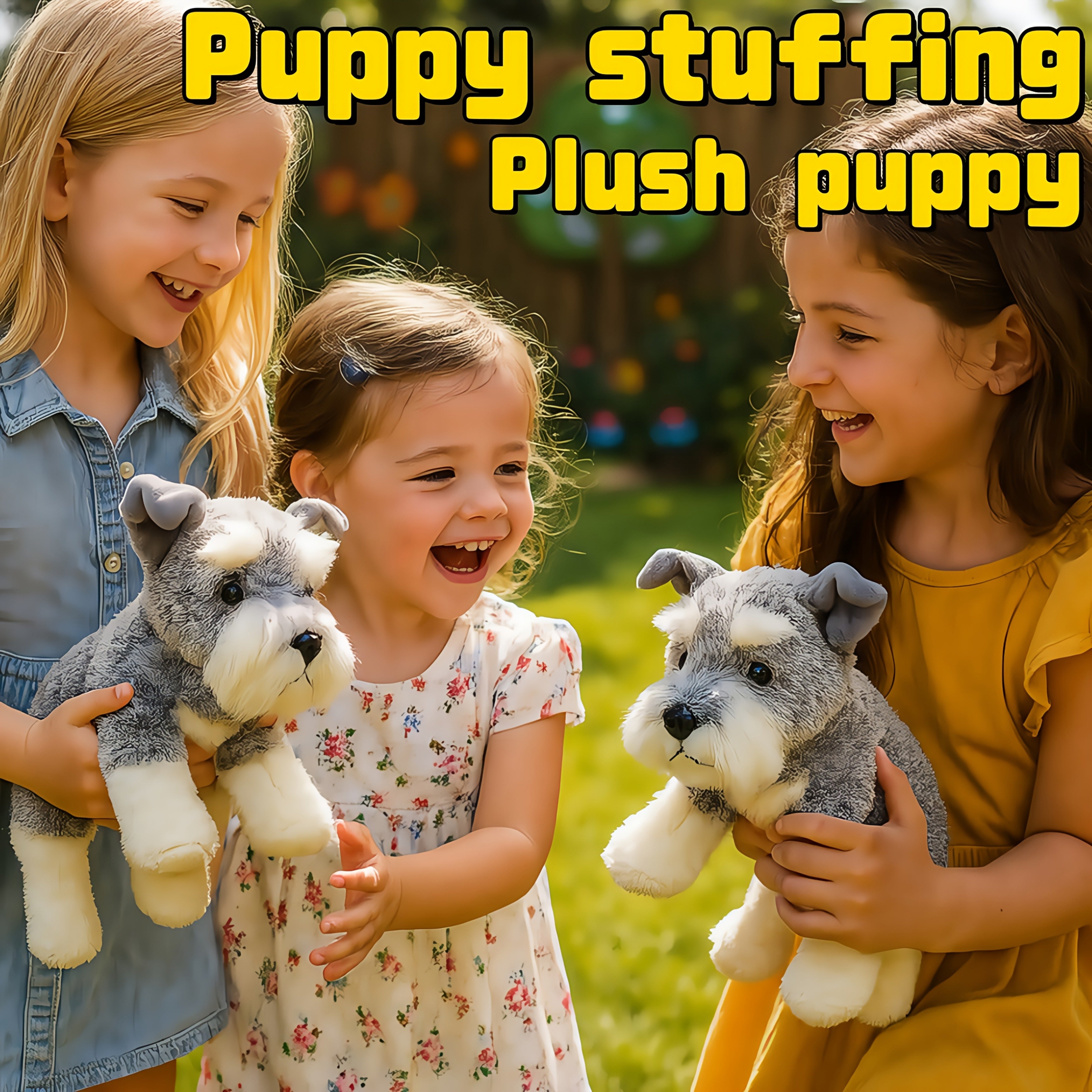 Realistic Soft Schnauzer Puppy Gray Teddy Bear Companion Plush