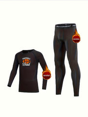 2pcs Toddler Fleece Thermal Compression Sets Football & Letter Print