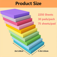 Bright Self Adhesive Pads Sticky Memo Stickers 75pcs 3.81x5.08 Cm