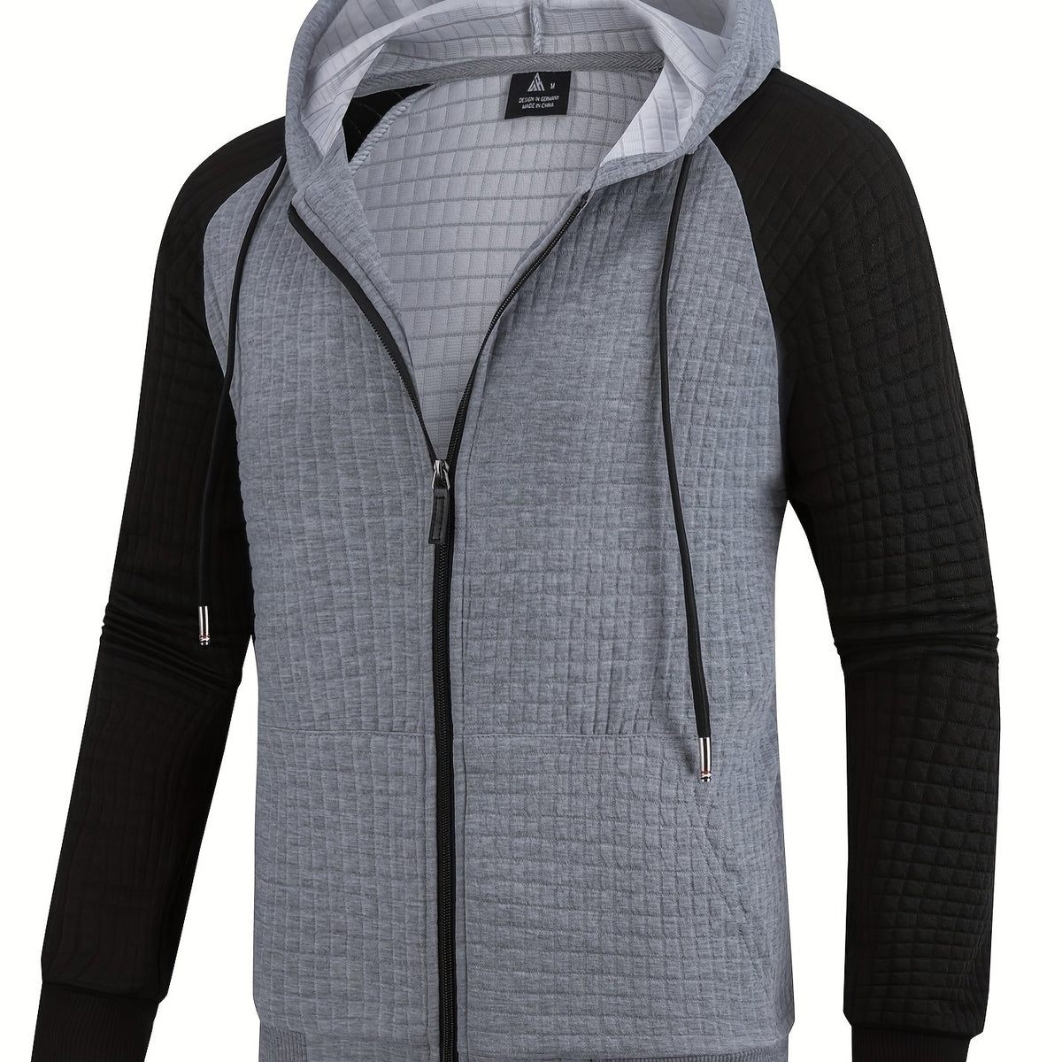 Men's Waffle Pattern Hooded Jacket