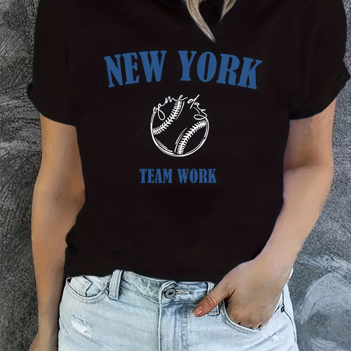 York Baseball Graphic Short Sleeve Sports T shirt Women's Activewear