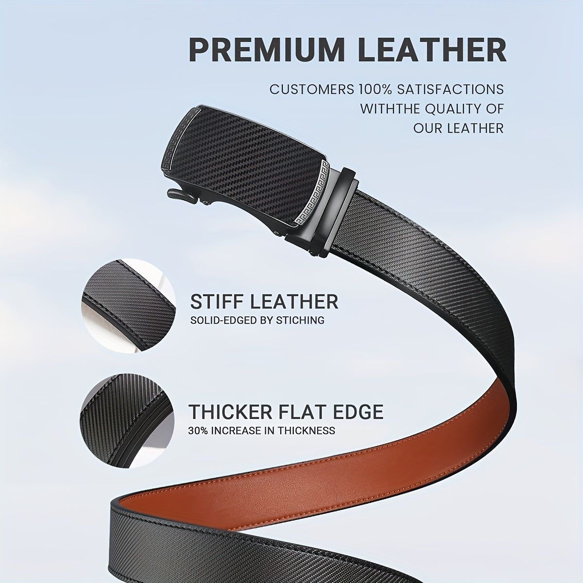 Men's Carbon Fiber Pattern Automatic Leather Belt