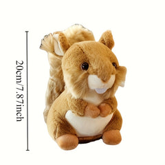 Soft Plush Squirrel Stuffed Animal Toy with Fluffy Fur and Expressive Eyes