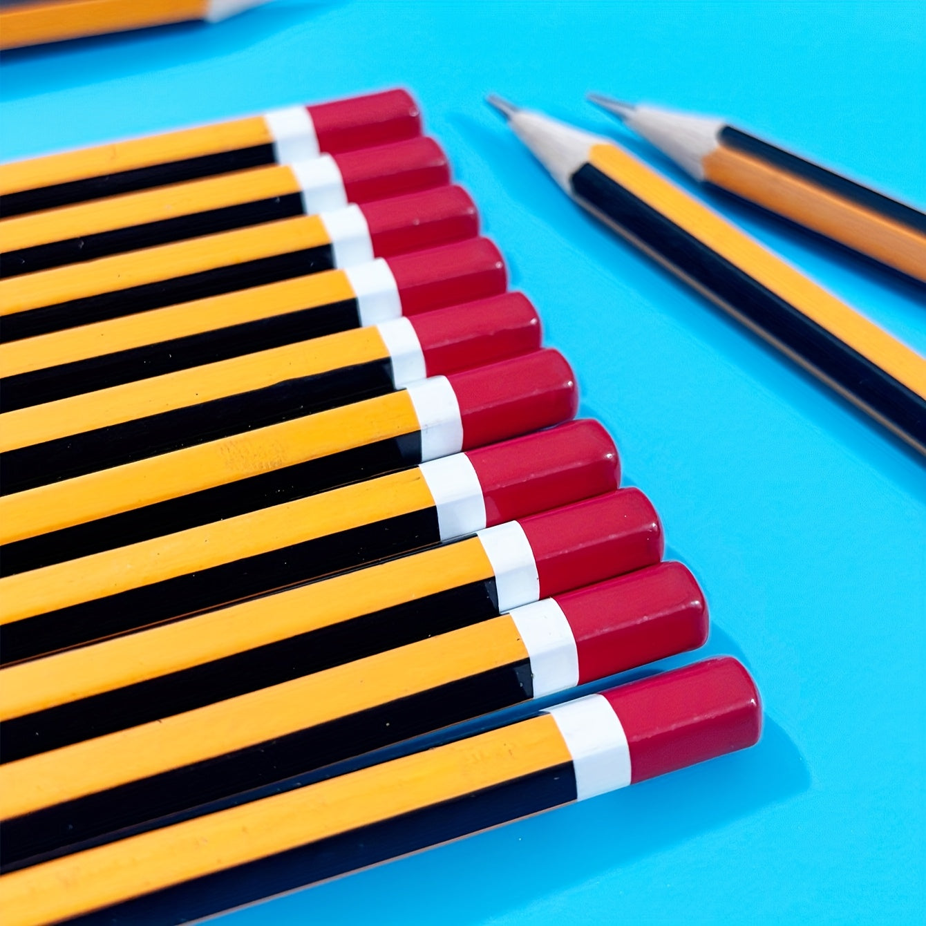 10pcs Yellow Striped Willow Pencils Smooth Writing Ideal for Office and School