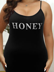  Casual Summer Dress Women's Plus Letter Print Mini Cami Dress