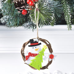 Christmas Rattan Garland Non-Woven Fabric Pendant Round Hanging Ornaments