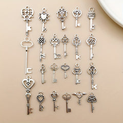 20pcs Antique Silver Key Shape Charms Pendants for DIY Necklace Bracelets