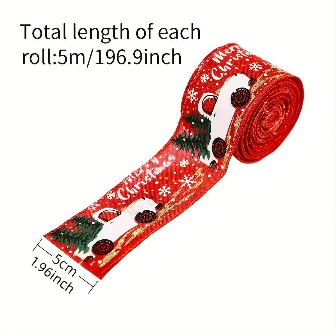5m Christmas Ribbon Colorful Car Printing