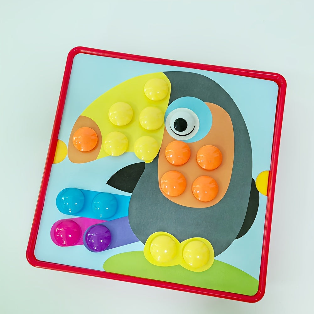 Creative Button Art Craft Kit for Kids - Fun Mosaic Pegboard Toy Set
