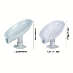 Leaf Shaped Soap Holder with Suction Cup for Bathroom Soap Dishes