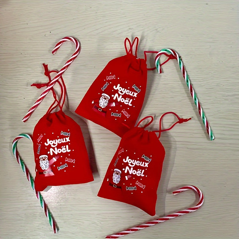 3pcs Christmas Drawstring Bags Christmas Gift Bags Random