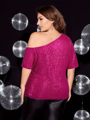  Sequin One Shoulder Top