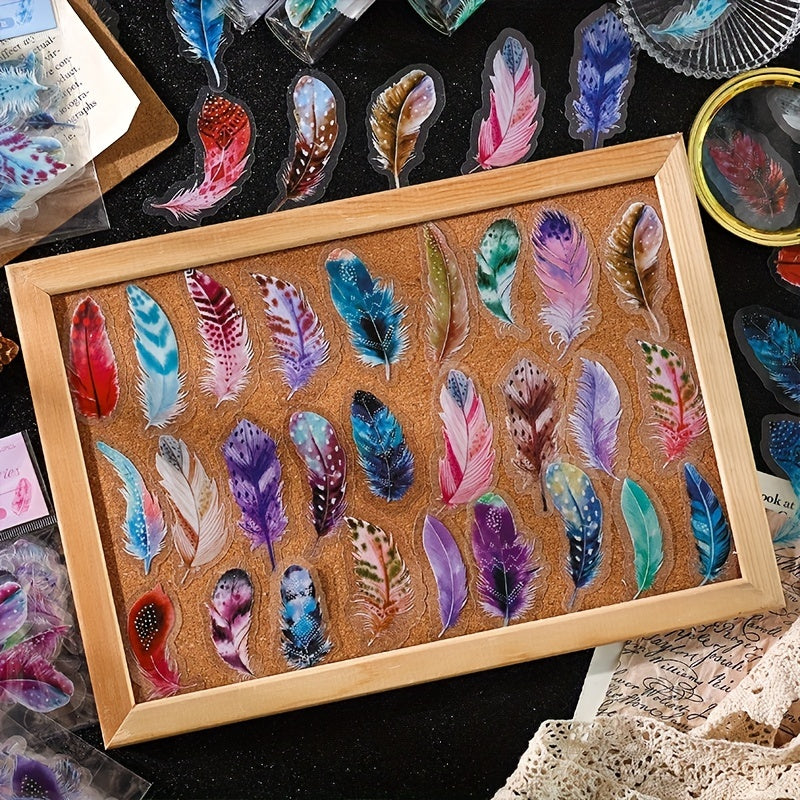 40pcs Pvc Hand Account Sticker Feather Scrapbook Material
