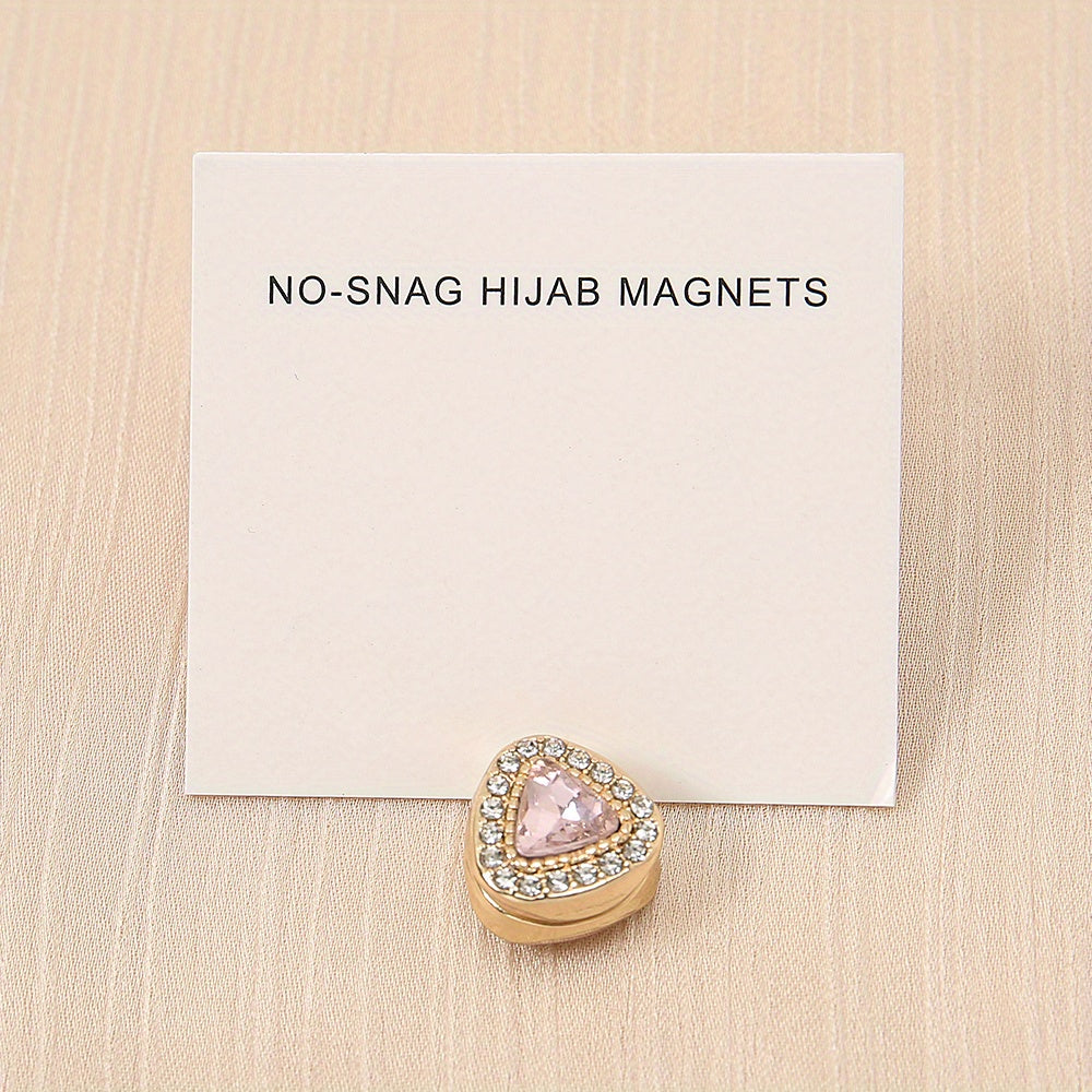 Heart Shape Rhinestone Turban Magnet Buckle for Hijab