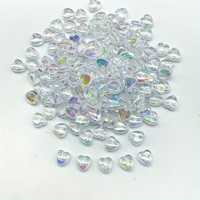 100pcs 8mm AB Heart Shape Acrylic Beads for Jewelry Making